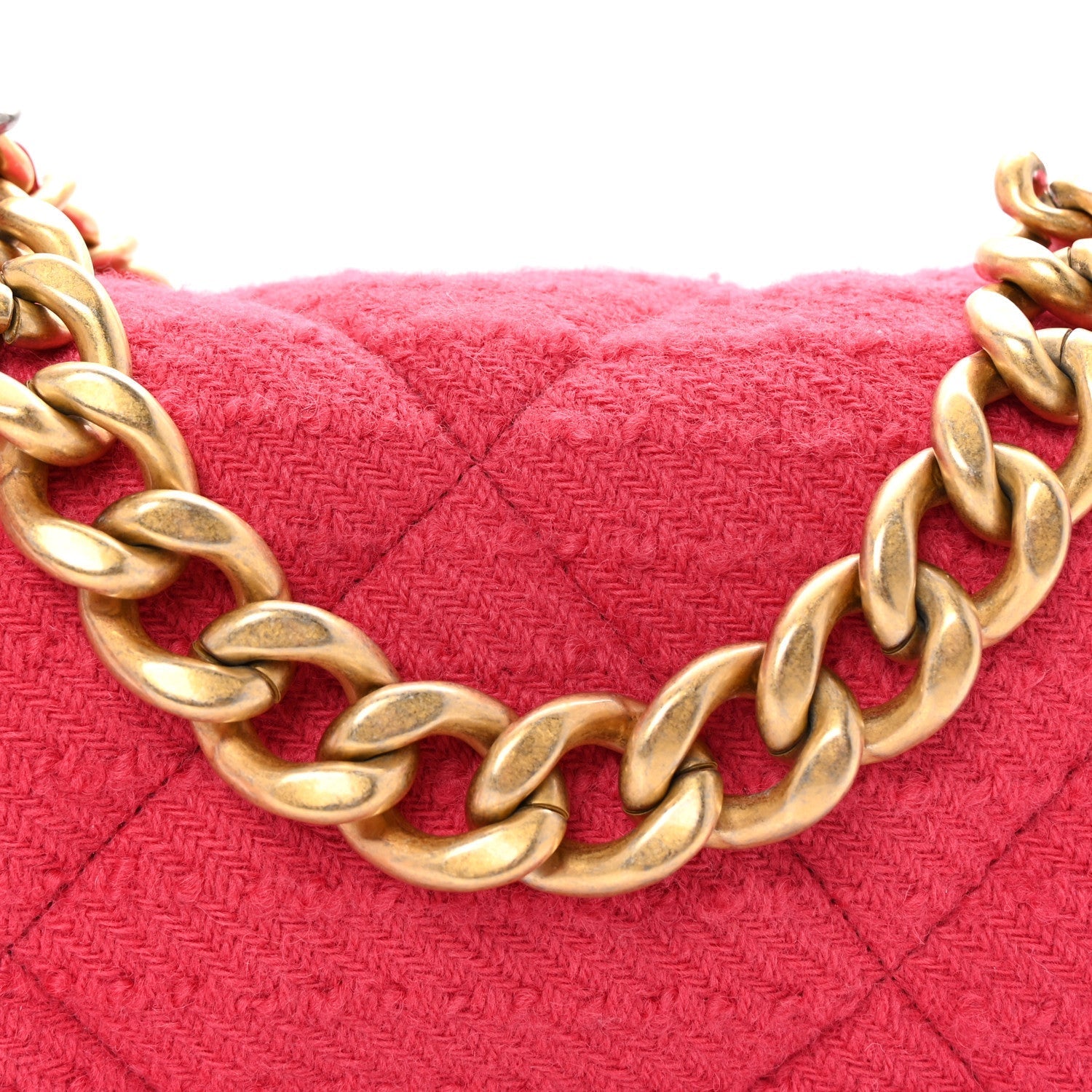 Tweed Quilted Large Chanel 19 Flap Pink