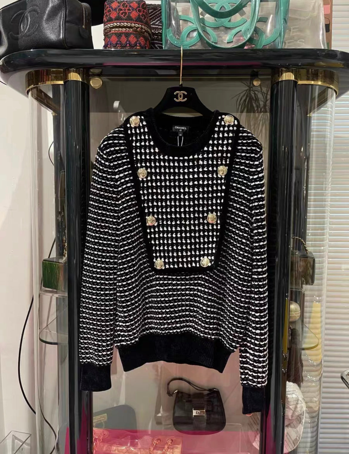 Chanel 20K Navy Blue, White & Gold Pullover size 38 brand new with tags