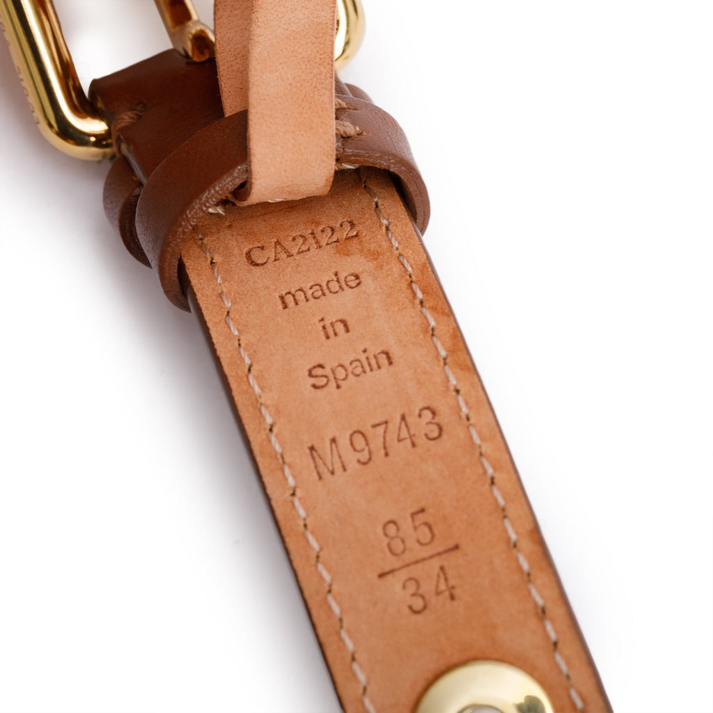 Louis Vuitton Brown Leather Studded 20MM Belt 85 34
