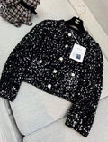 Chanel 23c black tweed sequin igan