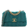 Tweed Quilted Medium Chanel 19 Flap Green