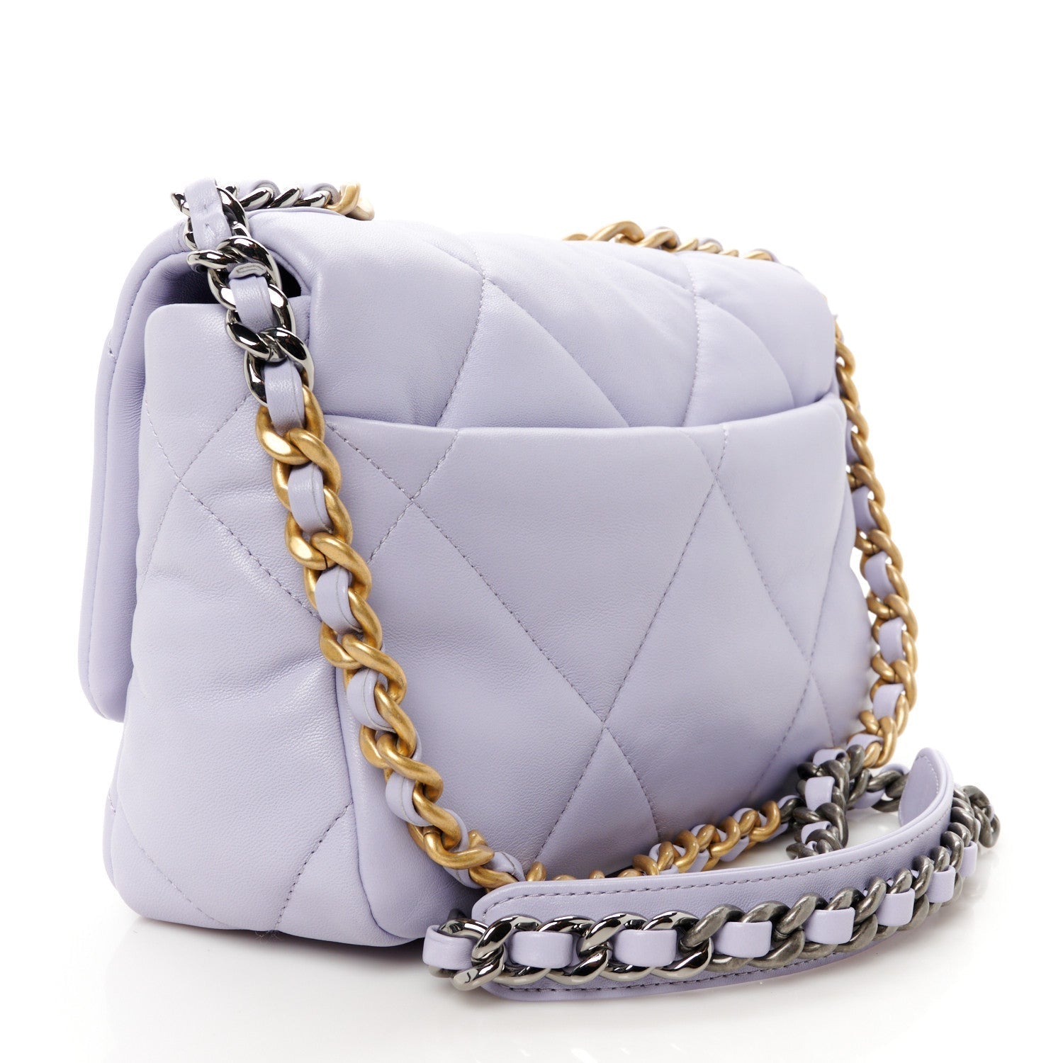 Lambskin Quilted Medium Chanel 19 Flap Light Purple