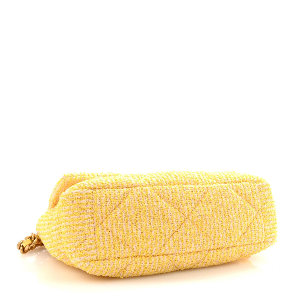 Tweed Quilted Large Chanel 19 Flap Yellow