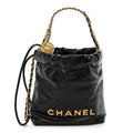 Shiny Calfskin Quilted Mini Chanel 22 Black