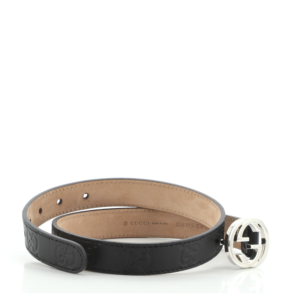 Kid's Interlocking G Belt Guccissima Leather Thin 55