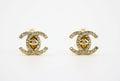 Chanel Vintage 96A Rhinestone & Gold-plated Backpack Buckle CC Clip-on Earrings