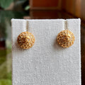CHANEL CC Clip On Round Gold-Plated Crystal Vintage Earrings