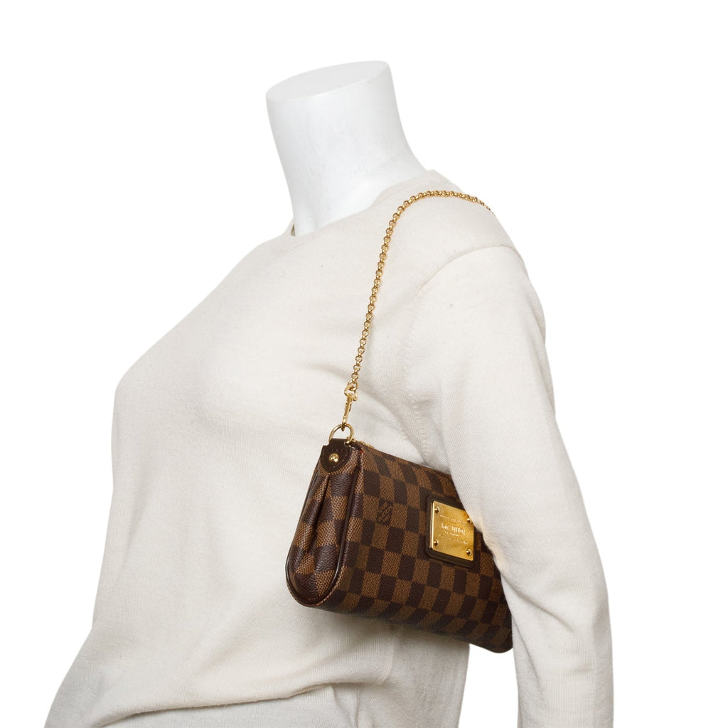 Louis Vuitton Damier Ebene Eva Clutch w/ Box & Straps