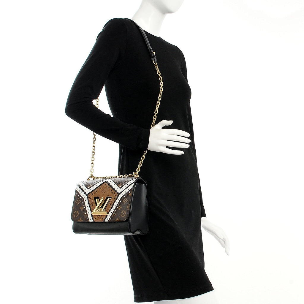 Louis Vuitton Veau Satin Monogram Twist MM Shoulder Bag - Brown