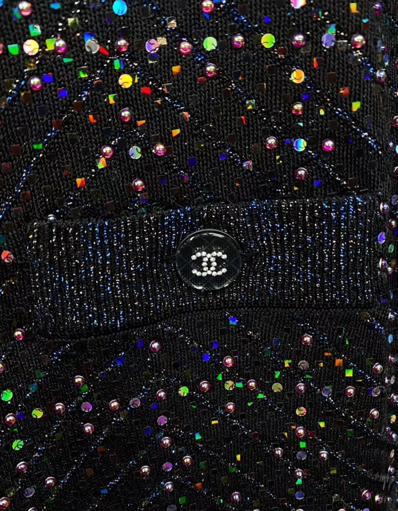 Chanel 21K Black, Silver & Multicolor Viscose Jumpsuit