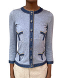 Chanel P07 Blue Denim Trimmed igan - 38 / US 6