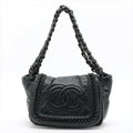 Chanel Black Crinkled Patent Leather Modern Chain Flap Bag