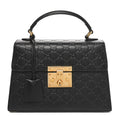 Guccissima Signature Small Padlock Top Handle Bag Black