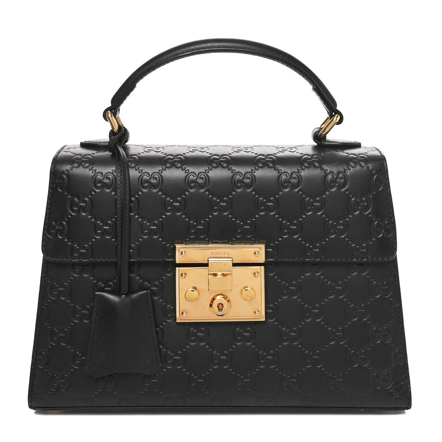 Guccissima Signature Small Padlock Top Handle Bag Black