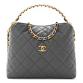 Caviar Quilted Chanel Way Clutch With Chain Grey
