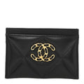 Lambskin Quilted Chanel 19  Holder Black