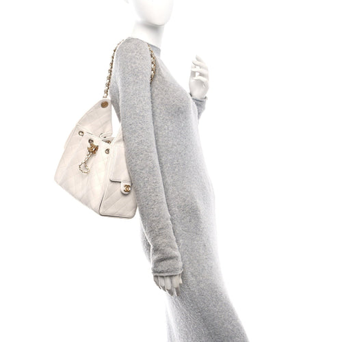 Caviar Quilted Small Chanel 25 Handbag White