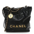 Shiny Calfskin Quilted Mini Chanel 22 Black