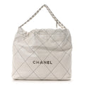 Shiny Calfskin Quilted Chanel 22 White Black