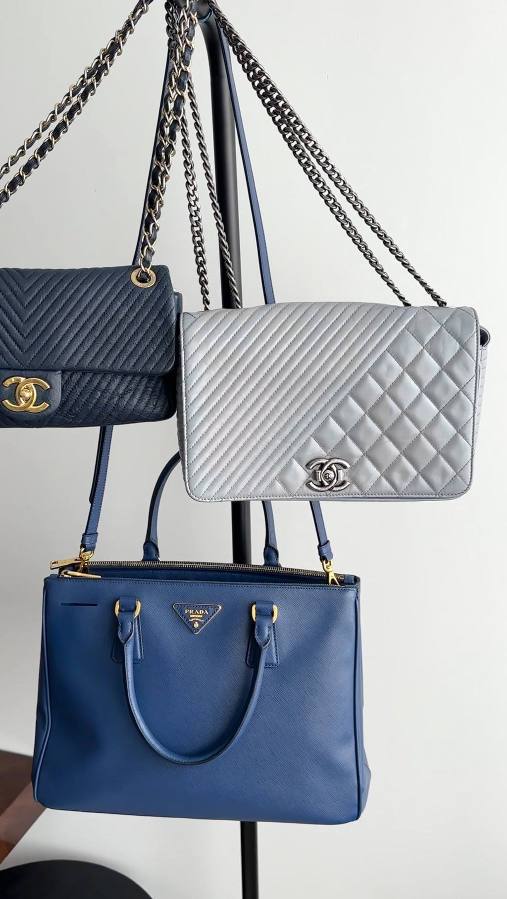 Chanel Grey Leather Coco Boy Medium Flap Bag