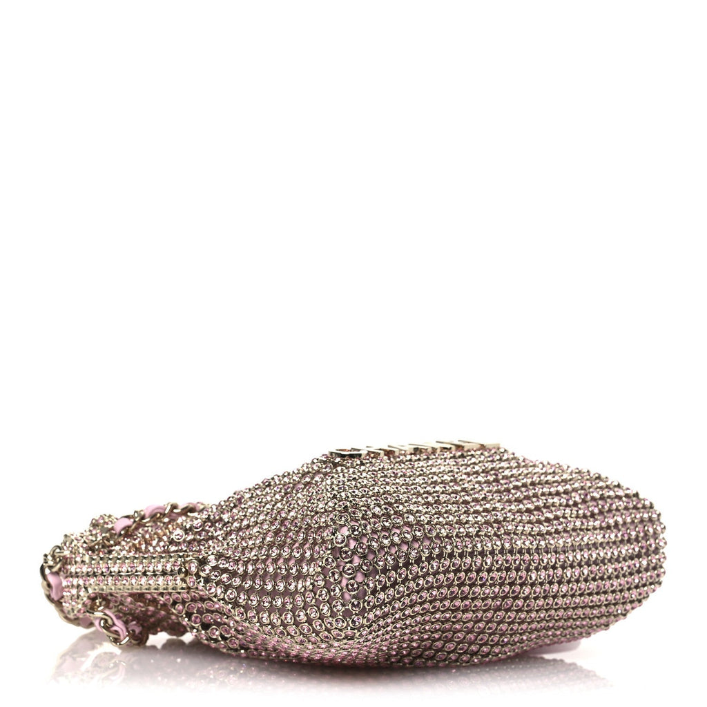 Crystal Embellished Metallic Lambskin Mini Chanel 22 Pink