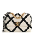 Calfskin Crochet Medium Chanel 19 Flap White Black