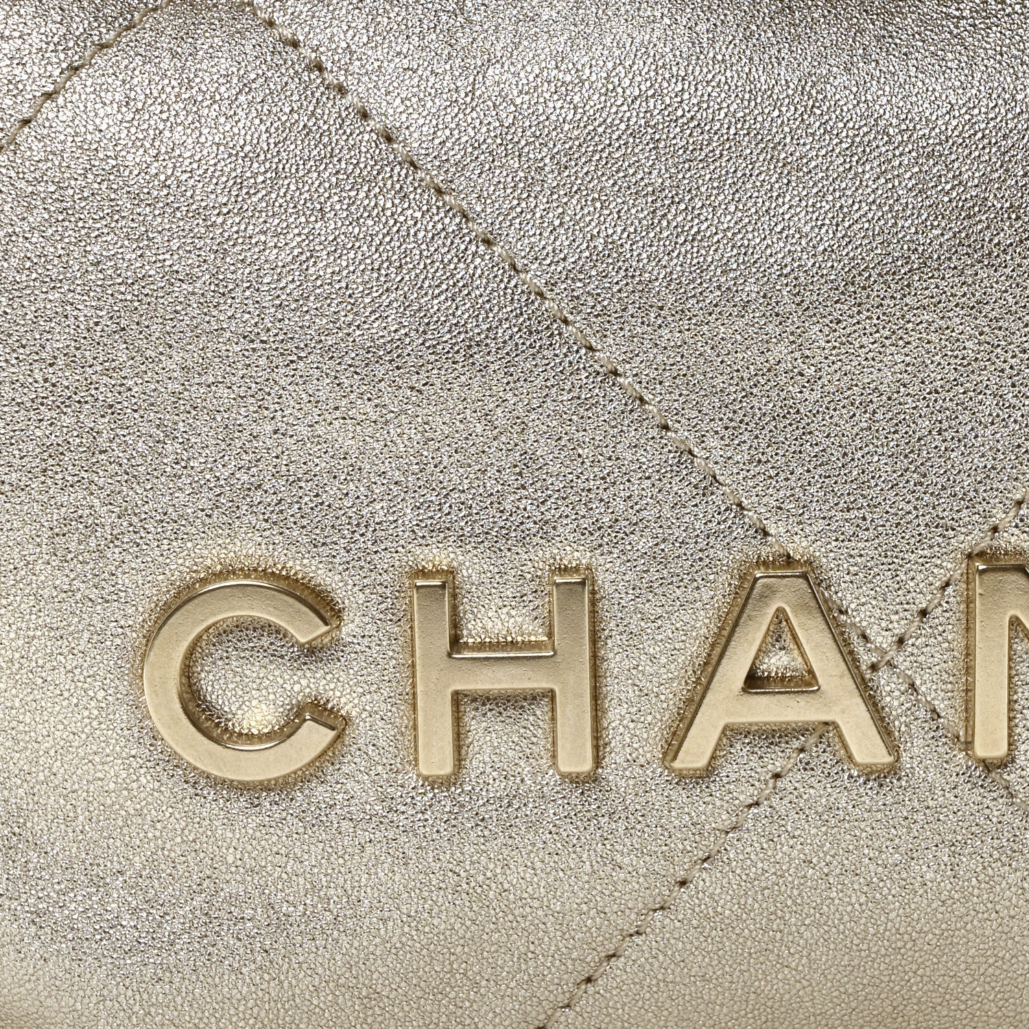 Metallic Lambskin Quilted Mini Chanel 22 Golden