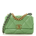 Goatskin Quilted Medium Chanel 19 Flap Green