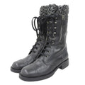 Chanel Coco Mark Leather Tweed Boots