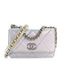 Iridescent Calfskin Quilted Chanel 19 Wallet On Chain WOC Light Purple