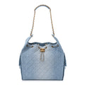 Washed Denim Quilted Medium Chanel 25 Handbag Blue