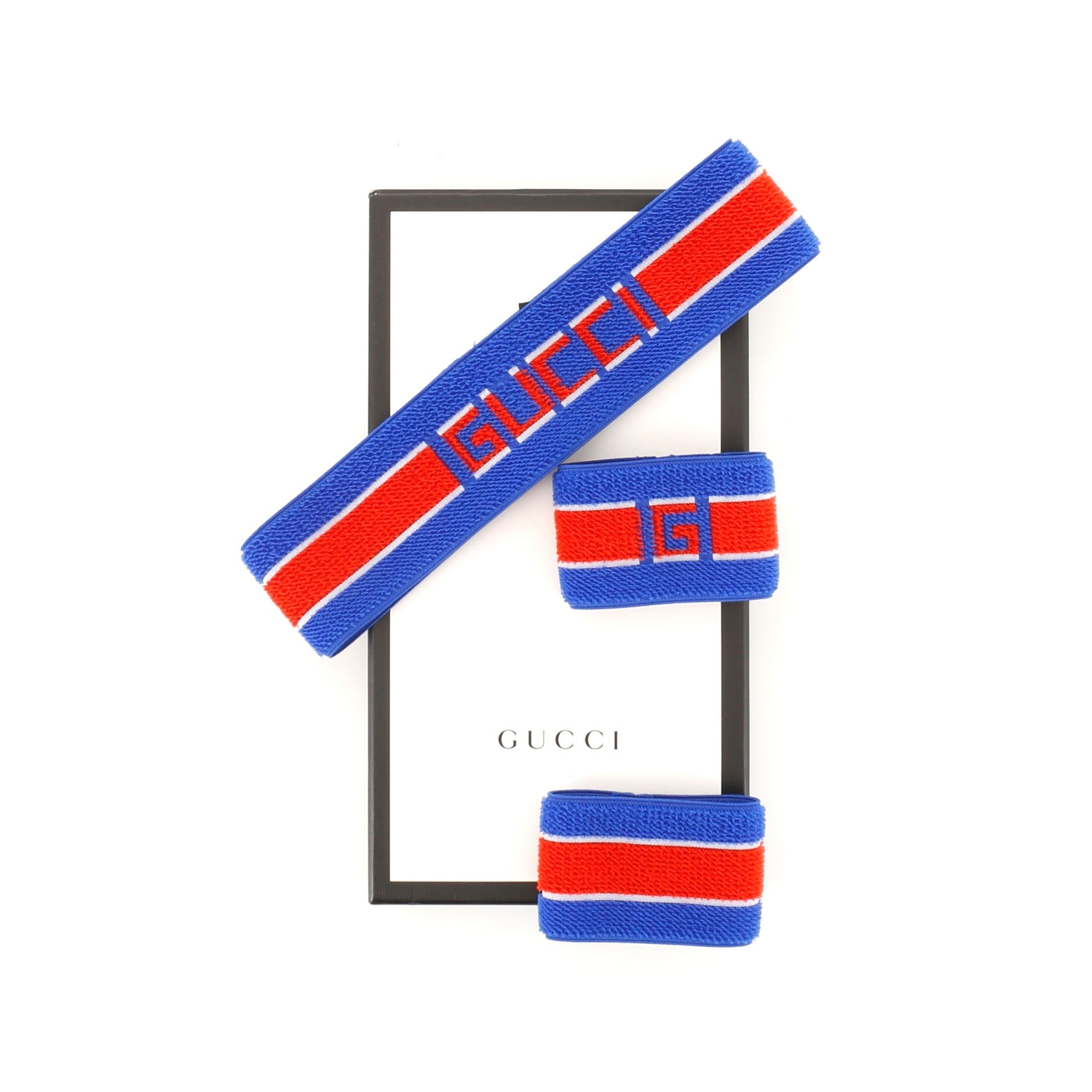 Gucci Stripe Headband and Wristband Set Cotton Medium Large