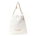 Shiny Calfskin Quilted Large Chanel 22 White