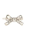 Coco Chanel Ribbon Barrette Crystal Embellished Metal XS
