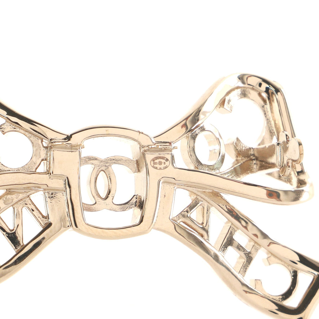 Coco Chanel Ribbon Barrette Crystal Embellished Metal XS