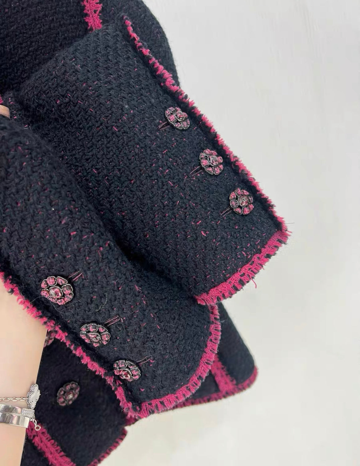 Chanel 2022 black and pink tweed jacket brand new with tags size 36