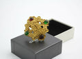 Chanel Vintage 94A Grapevine Gripoix Red and Green Gold-plated Rhombus Brooch