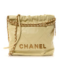 Shiny Calfskin Quilted Mini Chanel 22 Light Yellow