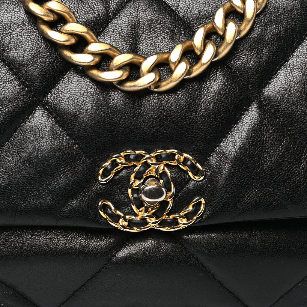 Lambskin Quilted Medium Chanel 19 Flap Black