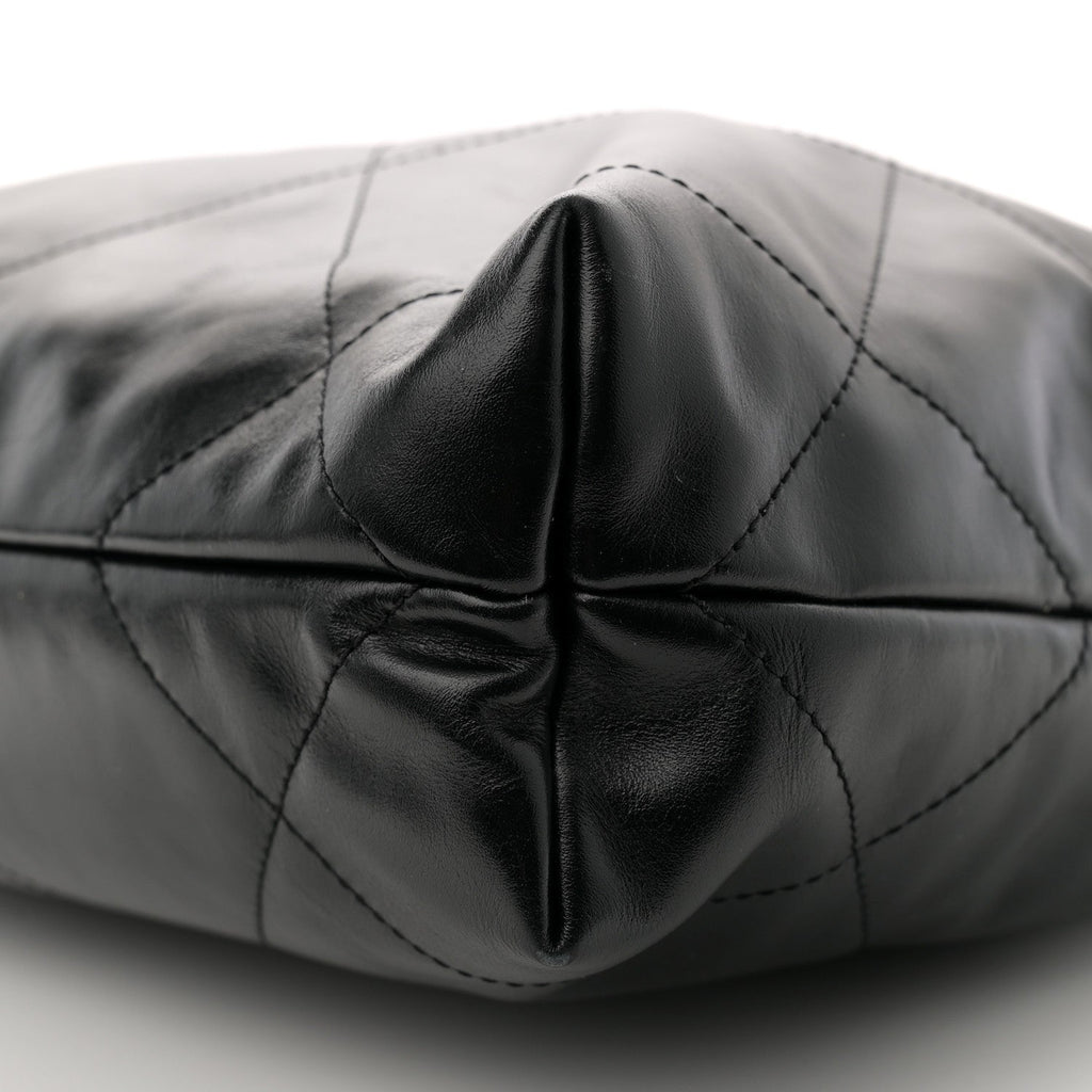 Shiny Calfskin Quilted Small Chanel 22 Black