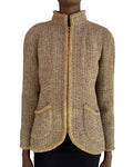 Chanel 2019 Gold Tweed Scarab Jacket - 38
