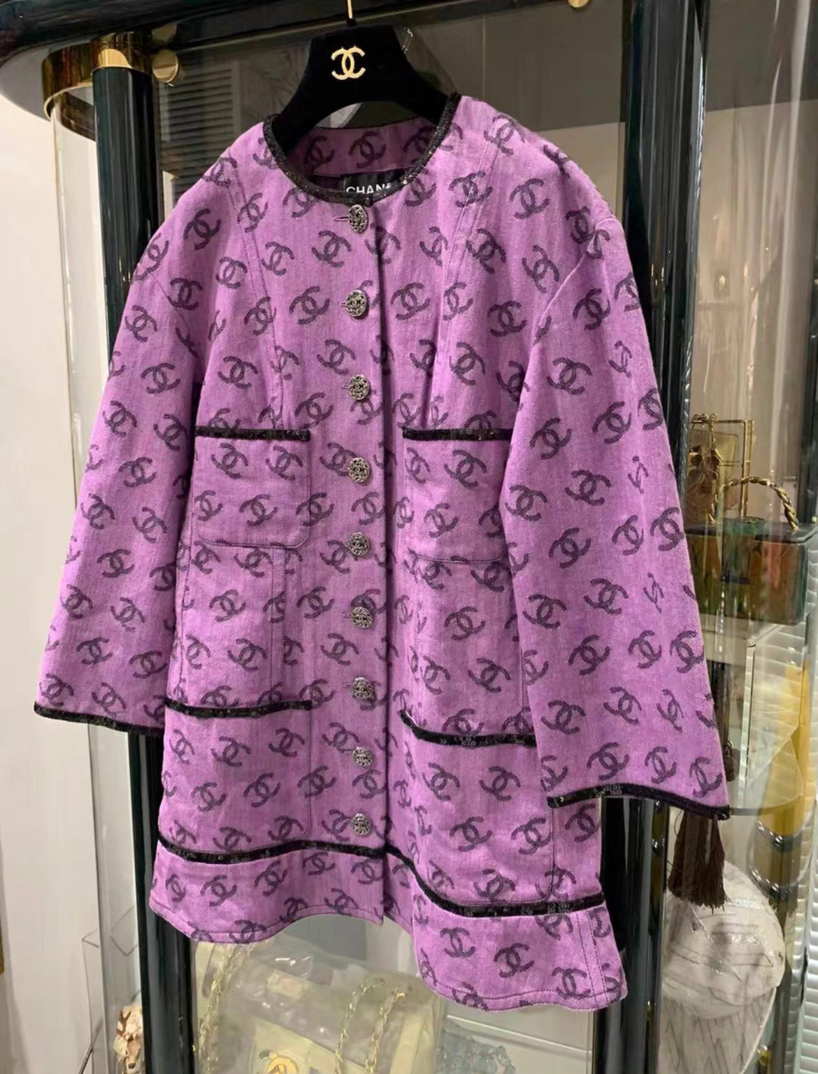 Chanel 22SS purple & black denim dress size 36 Brand New with tags