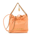 Shiny Calfskin Quilted Mini Chanel 22 Orange