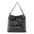 Printed Calfskin Quilted Chanel 22 Black