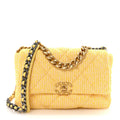 Tweed Quilted Large Chanel 19 Flap Yellow