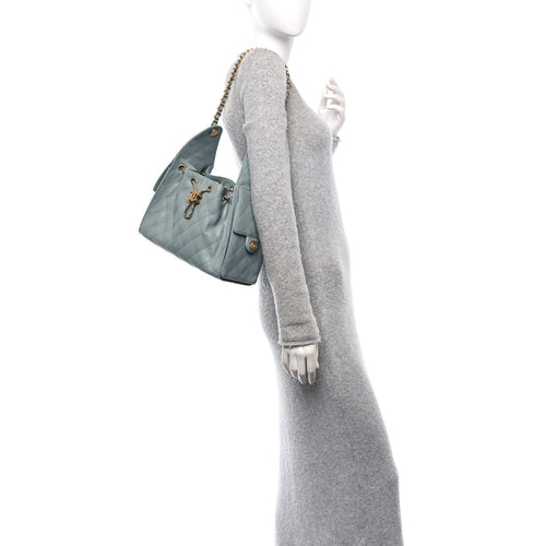 Caviar Quilted Small Chanel 25 Handbag Light Green