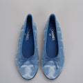 Chanel Printed Denim CC Cap Toe Ballerina Flats Light Blue and White Size 39
