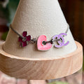 CHANEL CC Clover Heart Silver Enamel Bracelet