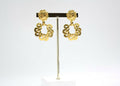 Chanel Vintage 97P Gold-plated Large Wreath Dangle Clip-on Earrings