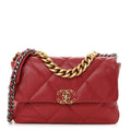 Lambskin Quilted Large Chanel 19 Flap Red
